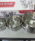 Hình ảnh: Bộ nồi Inox 3 đáy vung kính FIVESTAR