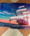 Hình ảnh: Tranh bộ treo tường Thuyền bình minh DH702A(kích thước 120x7