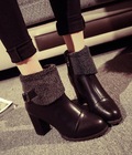 Hình ảnh: Order boots Martin nữ mũi nhọn đế thô cao, phong cách Âu Mỹ, khóa kéo sườn