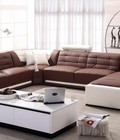 Hình ảnh: Sofa góc 5 - da nâu trắng