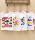 Hình ảnh: Áo thun bé trai, dáng ngắn tay, họa tiết hoạt hình ngộ nghĩnh, đáng yêu