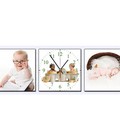 Hình ảnh: Tranh đồng hồ 3 tấm bộ em bé 3030 DH206A 