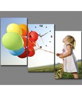 Hình ảnh: Tranh đồng hồ bộ 3 bức em bé DH466A (kích thước 75x45cm)  Gi