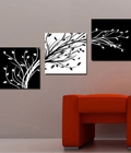 Hình ảnh: Tranh bộ treo tường đen - trắng MC023 (kích thước 120x40cm) 