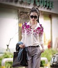 Hình ảnh: Áo sơ mi trắng phối hoa chất đẹp