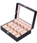 Hình ảnh: Hộp đựng đồng hồ Songmics 10 Mens Black Leather Watch Box Glass Top Watch Display Caseganizer UJWB010 10 ngăn