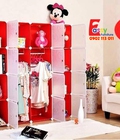 Hình ảnh: Tủ treo quần áo đa năng 16 ô đỏ trắng