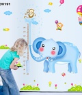 Hình ảnh: Decal dán tường thước đo chiều cao hình voi xanh to