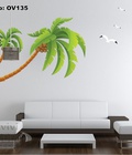 Hình ảnh: Decal dán tường cây dừa nghiêng