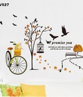 Hình ảnh: Sticker dán phòng khách cây xe đạp promis