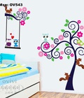 Hình ảnh: Sticker dán tường cây cú mèo sóc nâu