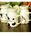 Hình ảnh: Cốc sứ bò sữa Milk có nắp