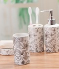 Hình ảnh: Bộ nhà tắm sứ in hoa màu ghi