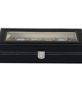 Hình ảnh: Hộp đựng đồng hồ VanDay Watch Box 6 Grids Black Leather Display Glass Top Jewelry Box Organizer
