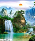 Hình ảnh: Tranh gạch thác nước mặt trời HP07