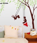 Hình ảnh: Decal dán tường Ovivi cây liễu xích đu OV266