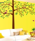 Hình ảnh: Decal dán tường Ovivi cây xanh chim tím OV707