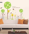 Hình ảnh: Decal dán tường Ovivi ba cây hoa tổ chim vàng OV883