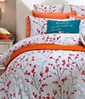 Hình ảnh: Bộ chăn ga gối cotton lụa hoa đào đỏ