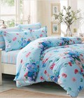 Hình ảnh: Bộ chăn ga gối cotton lụa vintage xanh