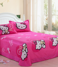 Hình ảnh: chăn ga gối hello kitty trái tim hồng