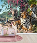 Hình ảnh: Mẫu vẽ tranh tường động vật hoang dã cho phòng ngủ của bé