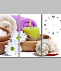 Hình ảnh: Tranh đồng hồ bộ 3 bức Spa DH1003A (kích thước 90x60cm) 