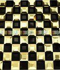 Hình ảnh: Gạch mosaic thủy tinh vát 4 cạnh vàng đen AL401