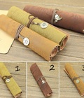 Hình ảnh: Hachini.vn: Túi đựng bút chất liệu da, vải dạng cuộn cổ điển, quà tặng độc đáo