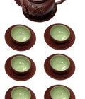 Hình ảnh: Bộ ấm chén pha trà tử sa Bát Tràng -  Đắp nổi hình hoa đào