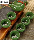 Hình ảnh: Bộ ấm chén tráng ngọc in hình cá 3D