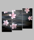 Hình ảnh: Tranh bộ treo tường hoa Đào DH1030A (kích thước 90x60cm)