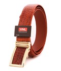 Hình ảnh: Dây thắt lưng da cá sấu nam da thật 100% chính hãng màu nâu đầu vàng VNLDLCS0A25N www.Caganu.com