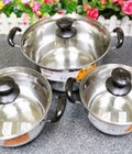 Hình ảnh: Trọn bộ 3 nồi bằng inox loại 3 đáy hàng cao cấp của golsun s