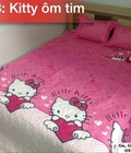 Hình ảnh: Bộ chăn ga gối trần bông kitty ôm tim