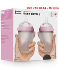 Hình ảnh: Bộ hai bình sữa silicone Comotomo 250ml hồng km giảm giá