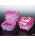 Hình ảnh: Set 3 hộp nhựa 380ml màu hồng  
