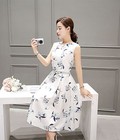 Hình ảnh: Đầm chữ A nữ không tay, thiết kế in hoa trang nhã, kiểu dáng trẻ trung