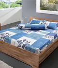 Hình ảnh: Ga trơn + 2 gối hoa lá xanh