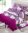 Hình ảnh: Bộ chăn ga gối trần bông Kitty kẻ sao 560,000 đ