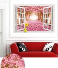 Hình ảnh: Decal Cửa sổ con đường hoa đào