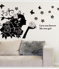 Hình ảnh: Decal Cô gái hoa hồng đen