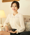 Hình ảnh: Áo xếp ly cổ nhún phối ren 420115