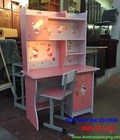 Hình ảnh: Bàn học sinh liền giá sách dài 1 mét  + Ghế - màu hồng 
