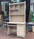 Hình ảnh: Bàn liền giá sách, bàn vi tính có giá sách gỗ melamin - màu kẻ trắng 383