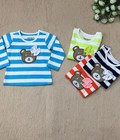 Hình ảnh: M320 Áo cotton kẻ bé gái thêu gấu