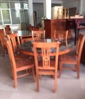 Hình ảnh: ​​Bộ bàn ghế ăn tròn, gỗ Trẹo 6 ghế (Bàn xoay có kính)