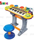 Hình ảnh: Đàn organ đồ chơi cao cấp 37 phím kèm trống điện tử với ghế ngồi và micro Mã SP: 270710