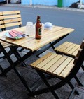 Hình ảnh: Bàn ghế xếp sắt ốp gỗ giá rẻ tại xưởng sản xuất