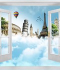 Hình ảnh: Tranh dán tường 3D chủ đề cửa sổ giá 320k/1 m2